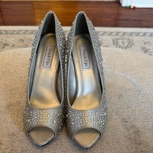 Touch Ups Silver Crystal Open-Toe Pumps